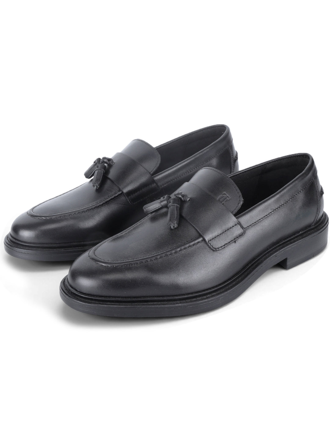 Kingsley Men's Black Genuine Leather Tassel Loafers | Premium Slip-On Formal & Smart Casual Dress Shoes|TC-2654BL