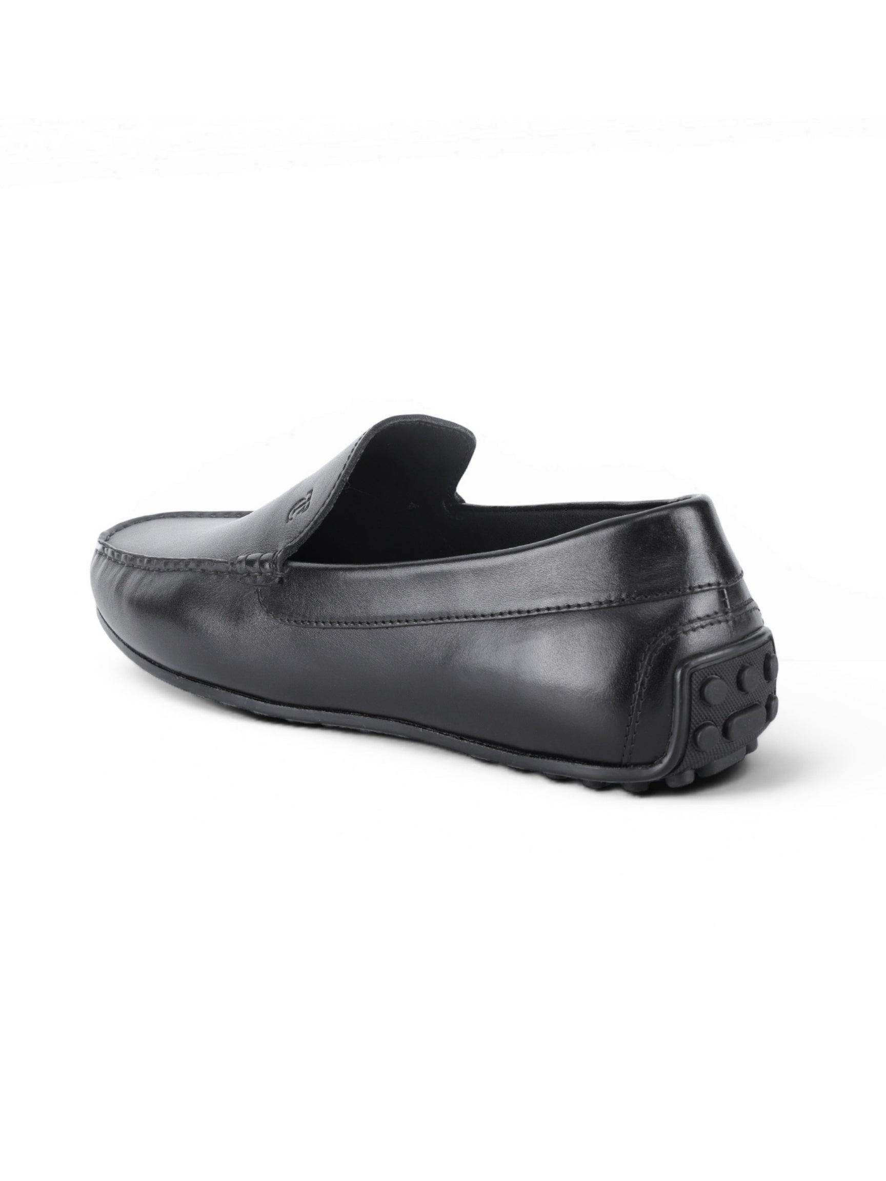 ROMANO Black Loafers | Slip-On Driving Shoes with Pebbled Traction Pods|TC-2650BL