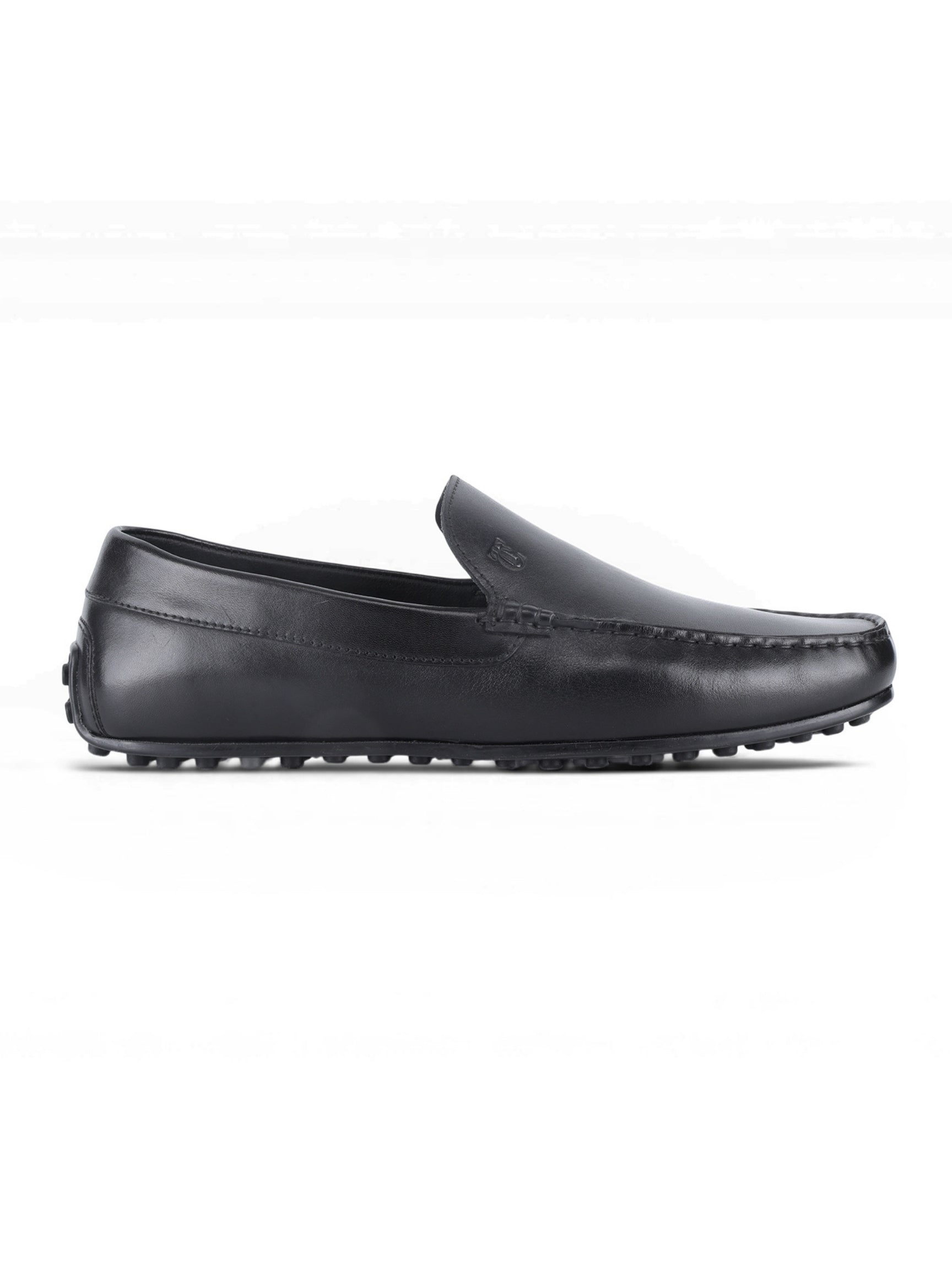 ROMANO Black Loafers | Slip-On Driving Shoes with Pebbled Traction Pods|TC-2650BL