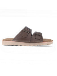 SOLACE Brown  Double Buckle Sandals | Premium Casual Slippers with Suede-Textured Footbed |TC-2760BR