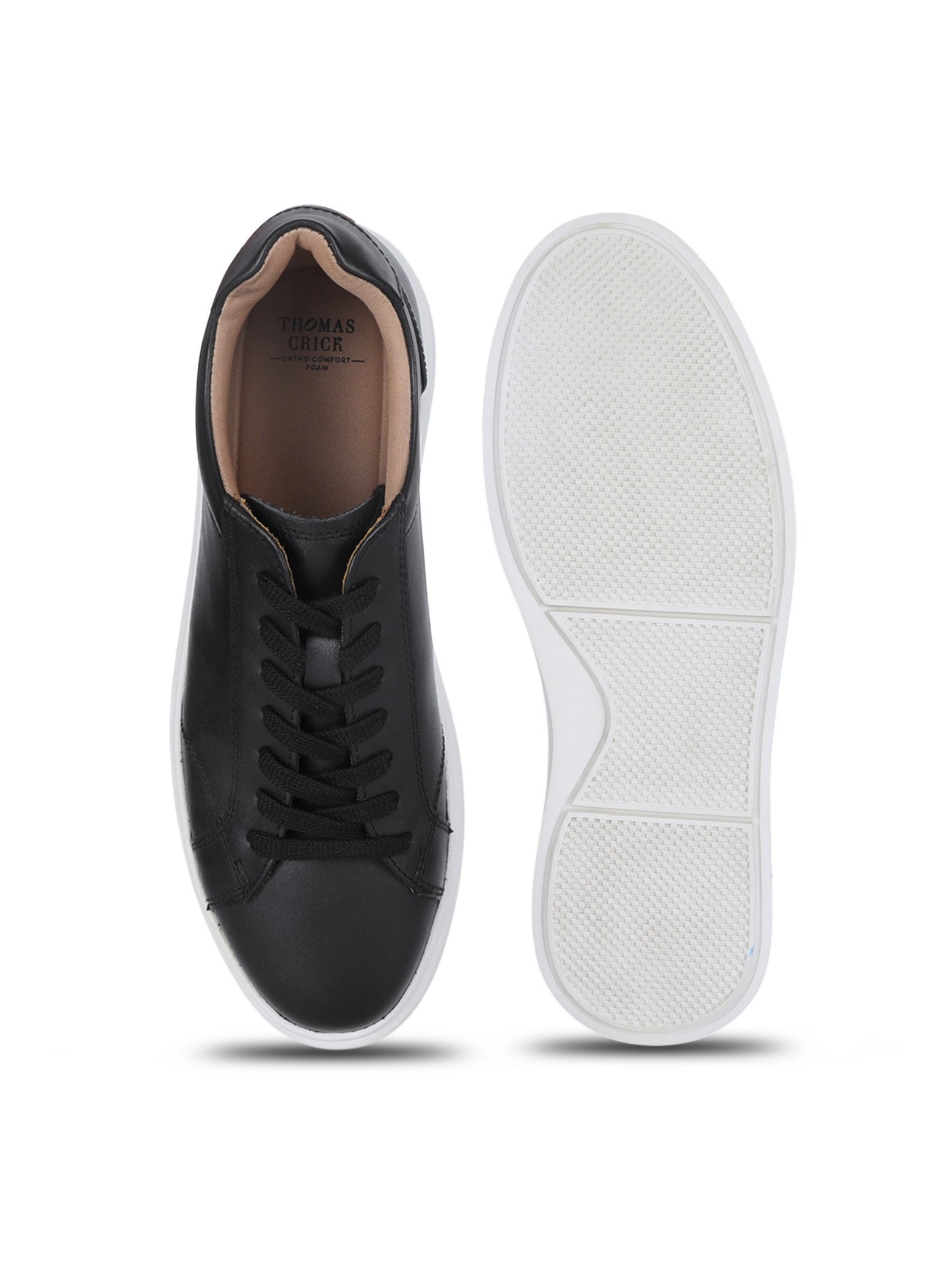 Theo Black Sneakers | Premium Smart Casual Lace-Up Shoes | TC-2645BL