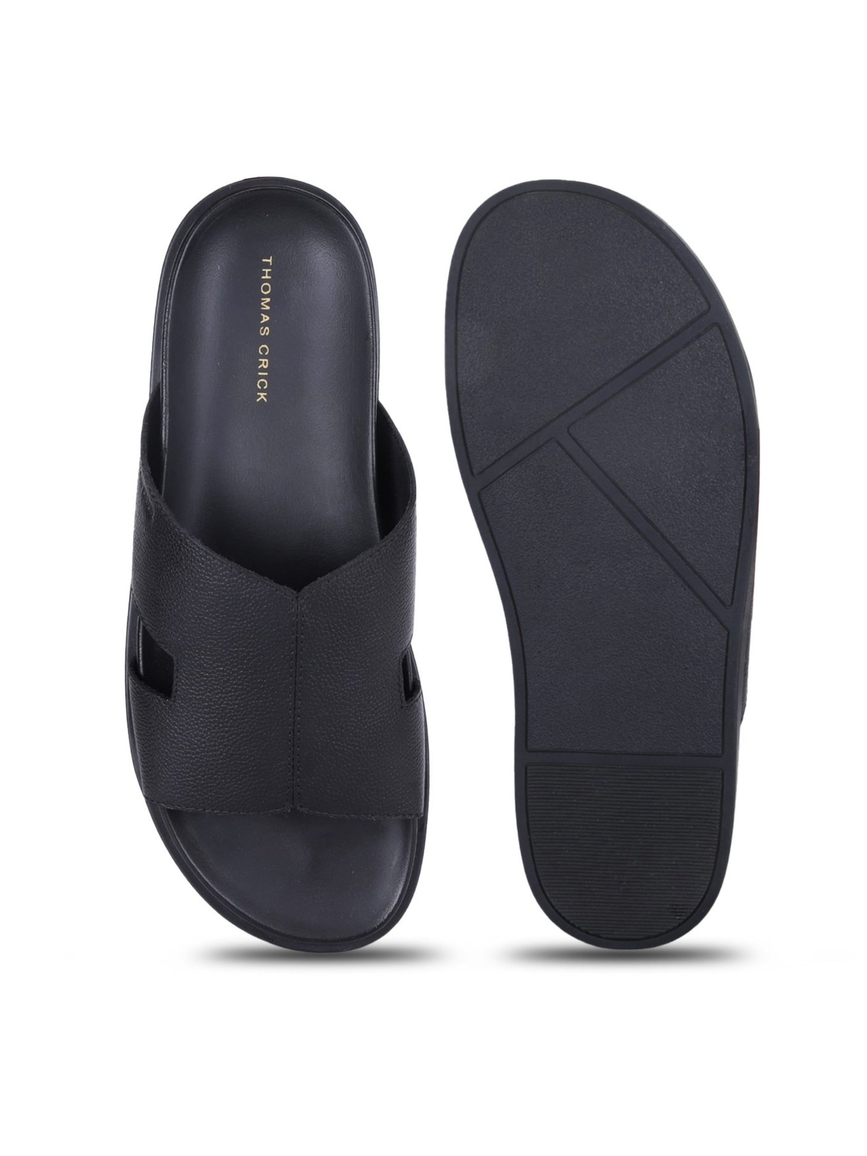 DUNE Black Sandals | Premium open Toe Broad-Strap Casual Sandals |TC-2758BL