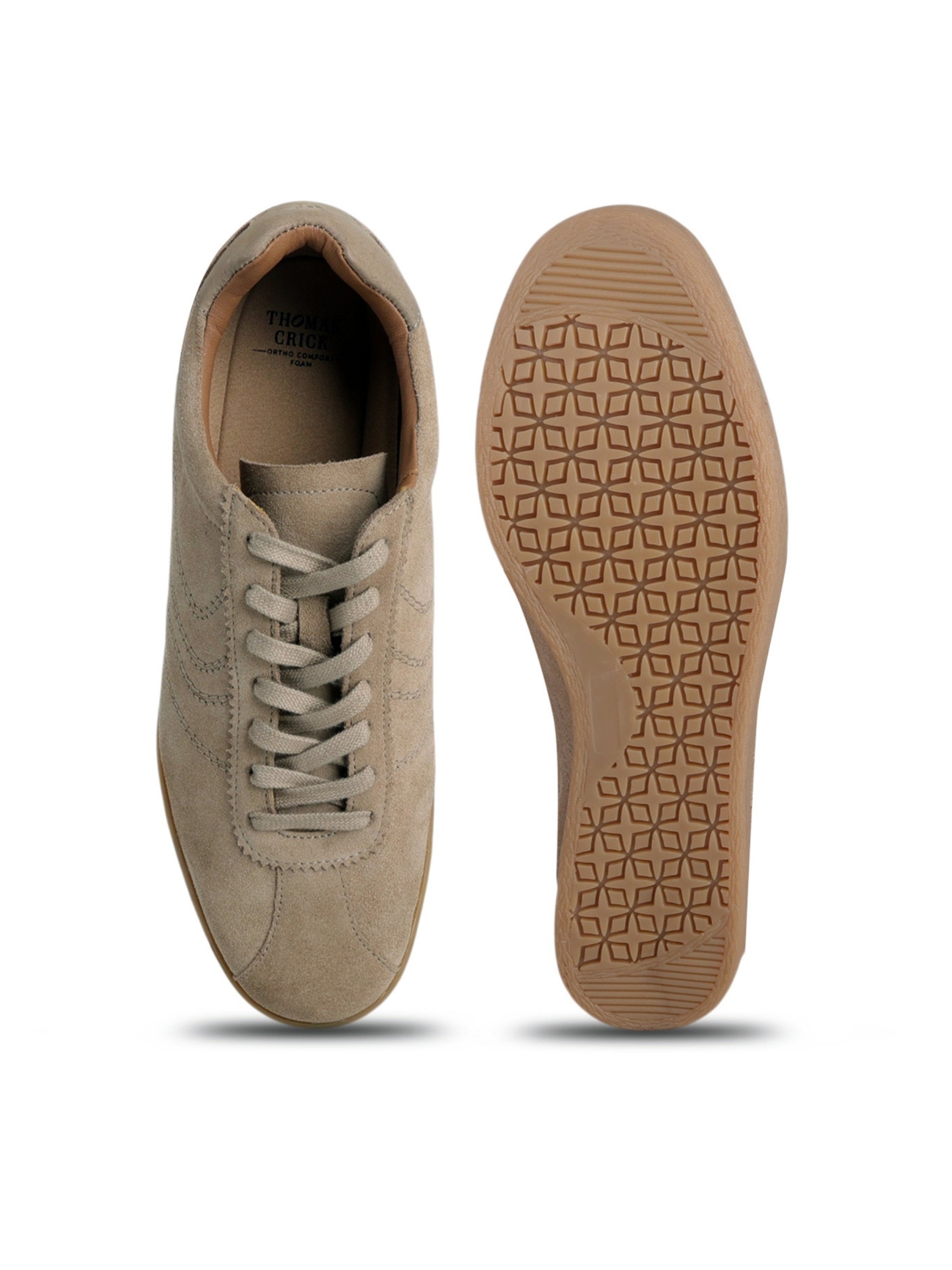 GREG Taupe Suede Sneakers | Lightweight Smart Casual Lace-Up Shoes|TC-2649TP