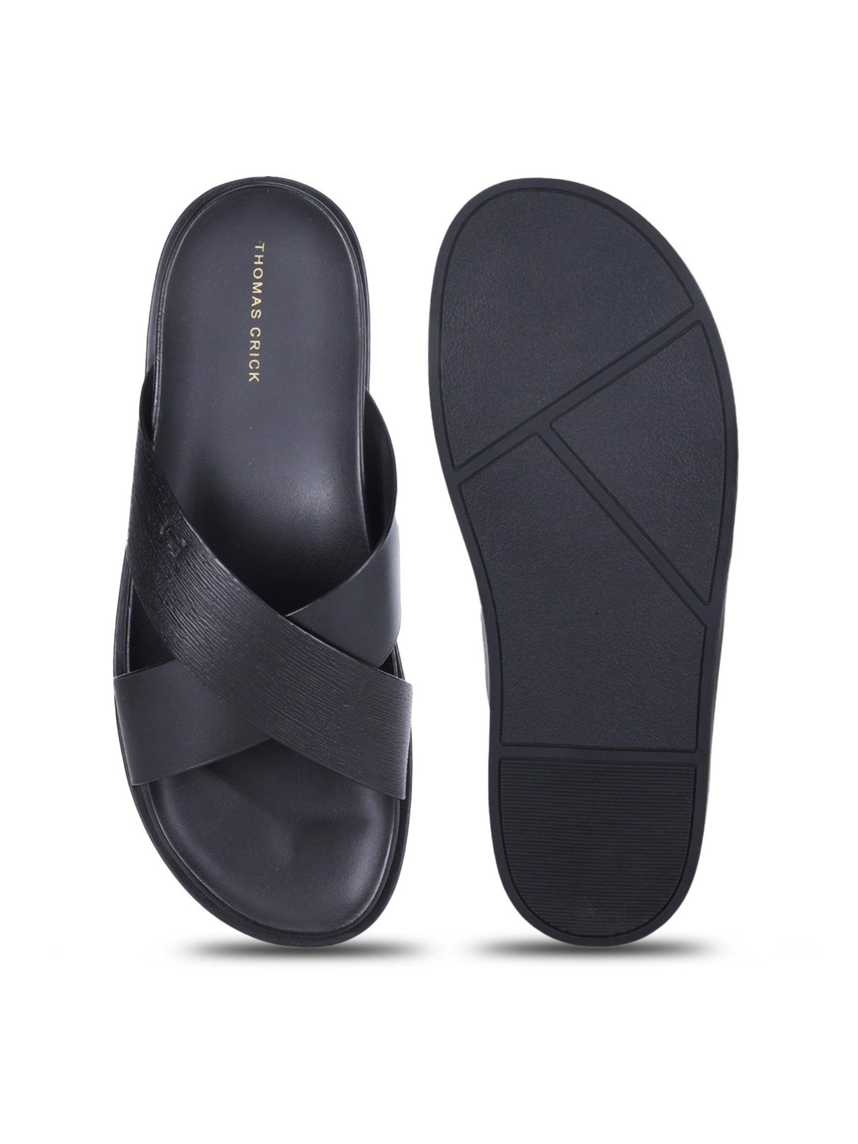 ASTER Black  Cross-Strap Sandals| Premium Open Toe Comfort Sandals |TC-2759BL