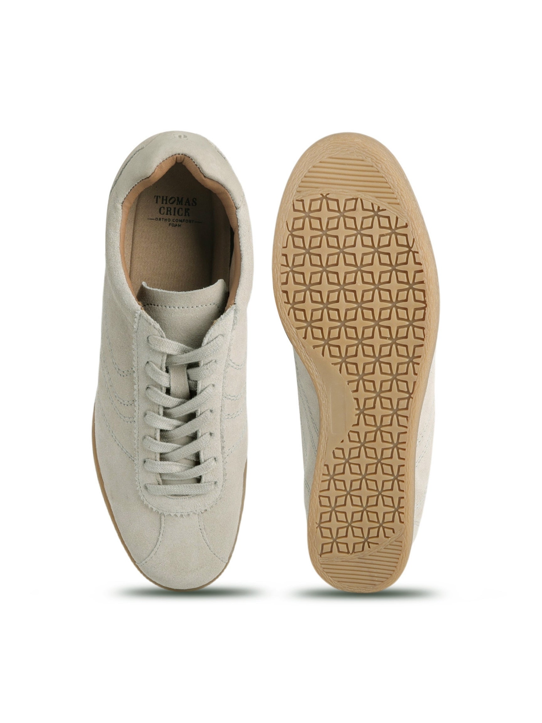 GREG Off White Suede Sneakers | Lightweight Smart Casual Lace-Up Shoes|TC-2649OW