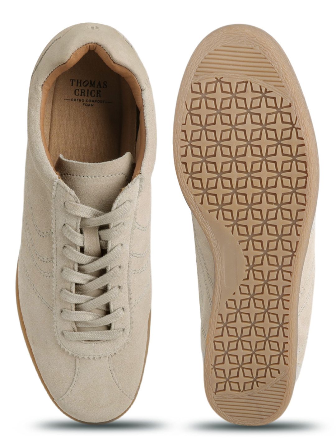 Greg Off White Suede Sneakers | Lightweight Smart Casual Lace-Up Shoes|TC-2649OW