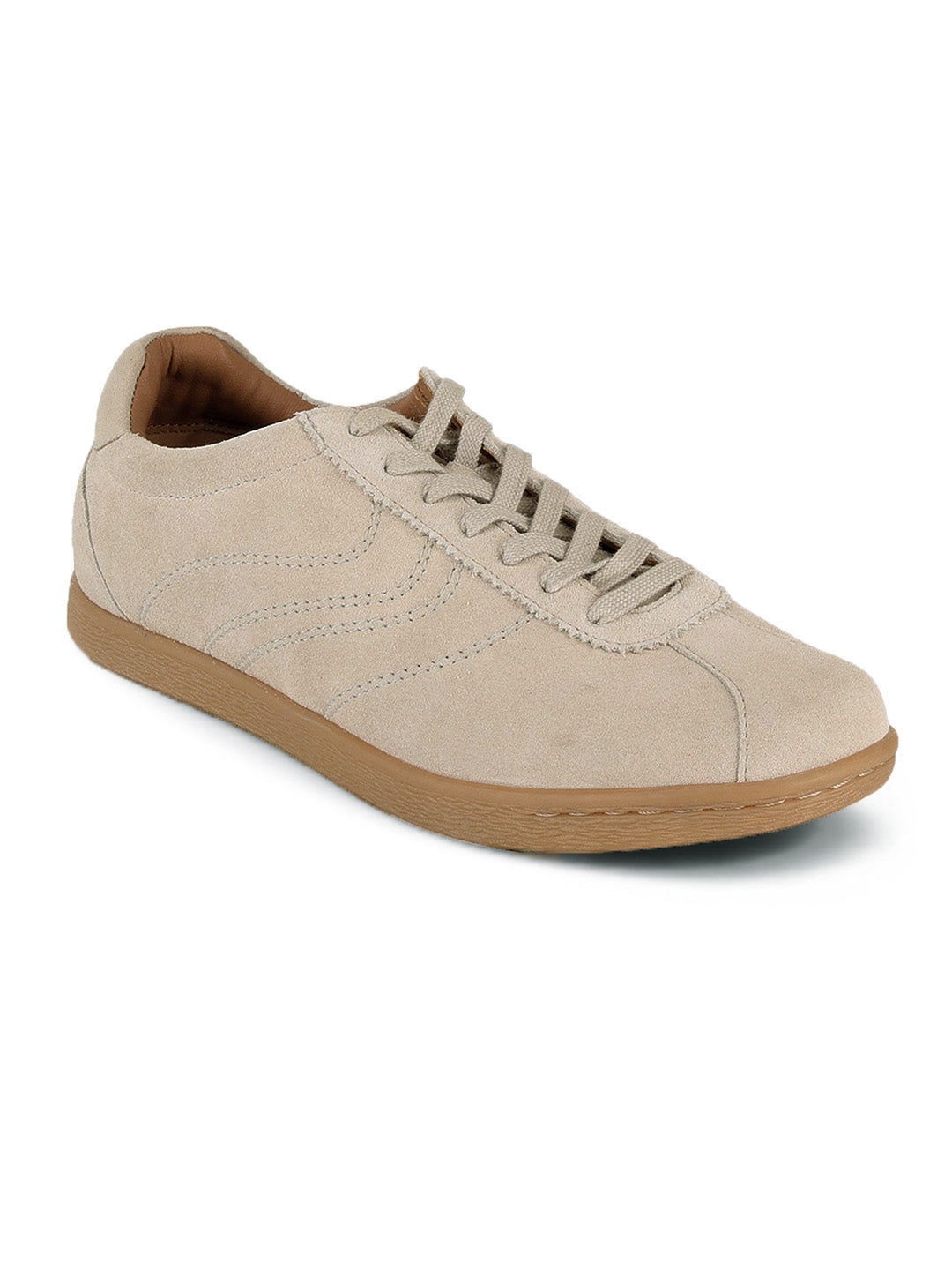 Greg Off White Suede Sneakers | Lightweight Smart Casual Lace-Up Shoes|TC-2649OW