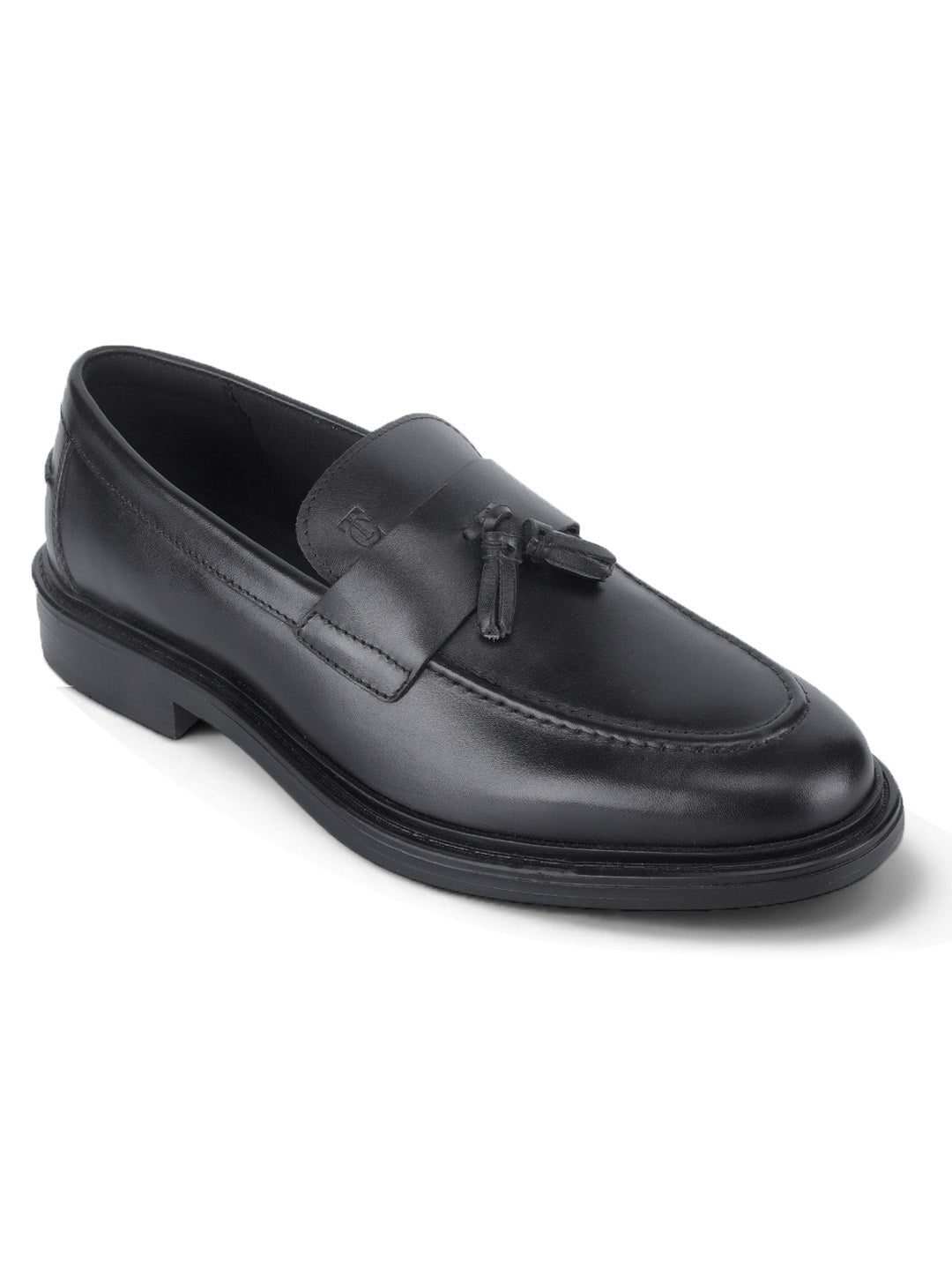 Kingsley Men's Black Genuine Leather Tassel Loafers | Premium Slip-On Formal & Smart Casual Dress Shoes|TC-2654BL