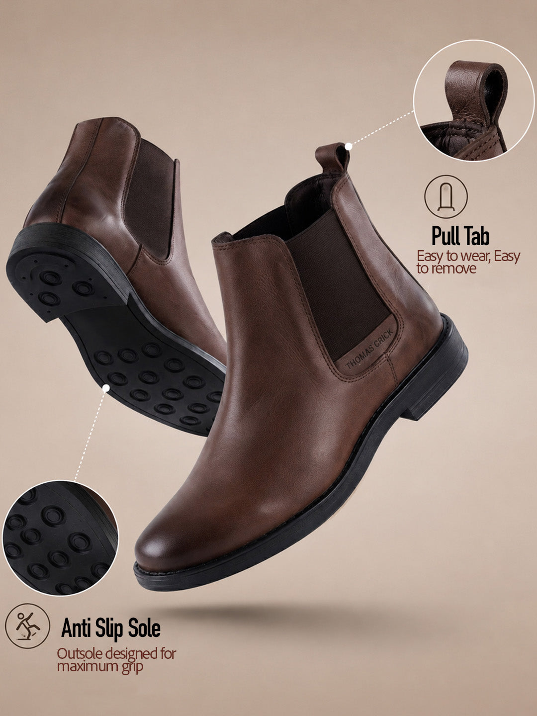Holborn Dark Brown Chelsea Boots |Classic Slip-On Dress Boots with Ortho Comfort Insock|TC-2657DBR