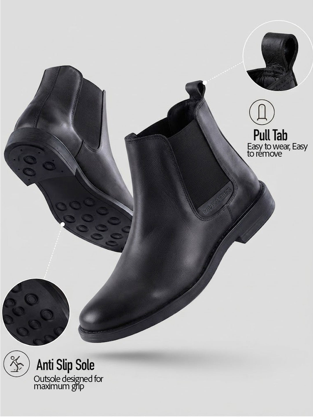 Holborn Black Chelsea Boots |Classic Slip-On Dress Boots with Ortho Comfort Insock|TC-2657BL