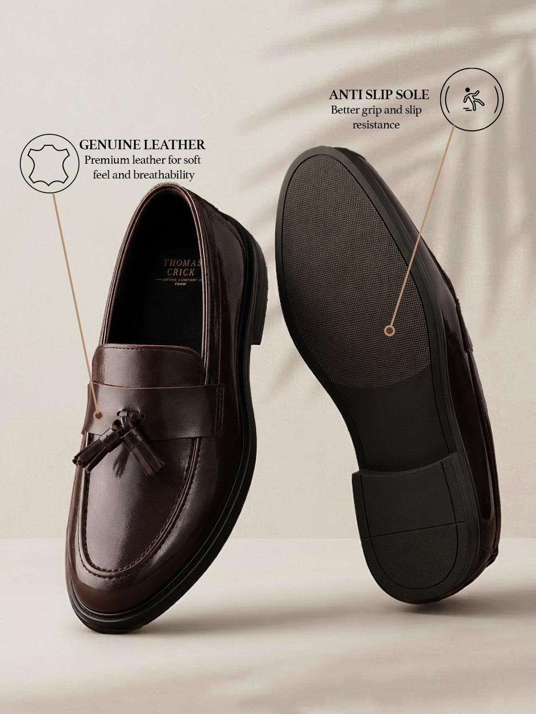 Kingsley Men's Bordo Genuine Leather Tassel Loafers | Premium Slip-On Formal & Smart Casual Dress Shoes|TC-2654BO