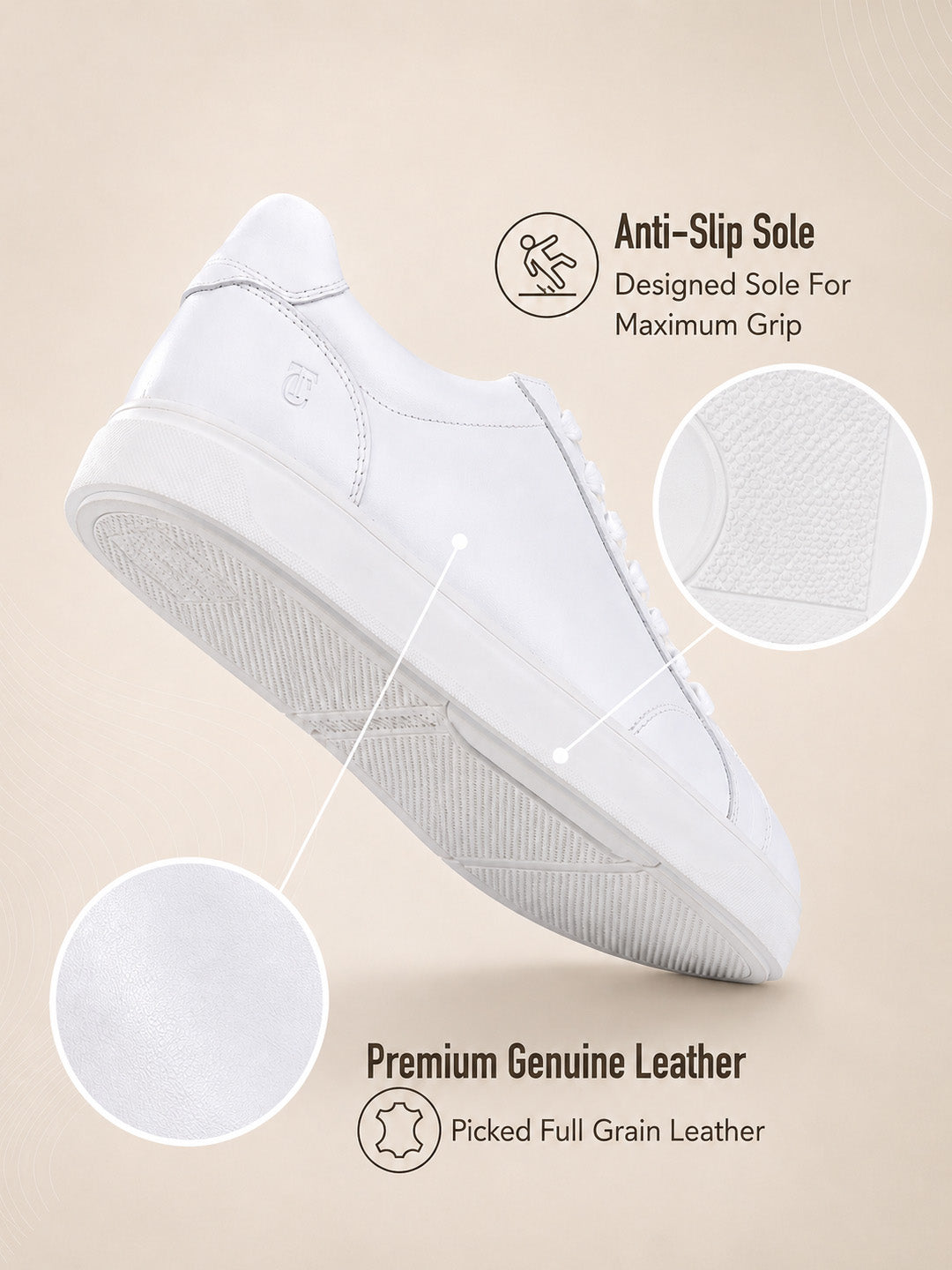 Theo White Sneakers | Premium Smart Casual Lace-Up Shoes | TC-2645WT