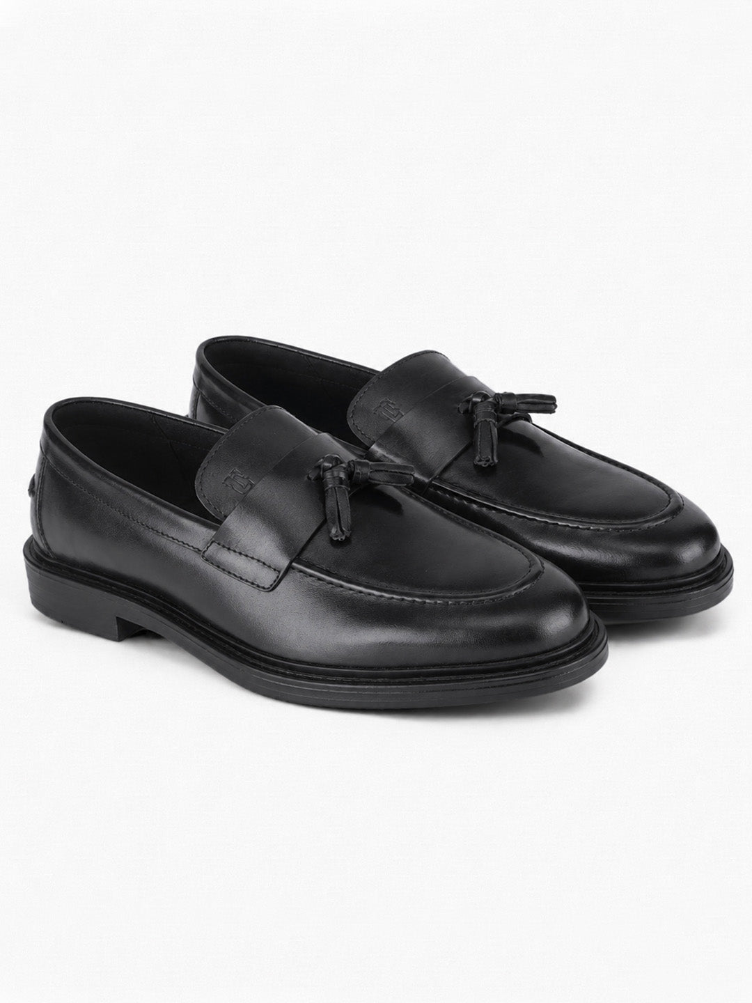 Kingsley Men's Black Genuine Leather Tassel Loafers | Premium Slip-On Formal & Smart Casual Dress Shoes|TC-2654BL