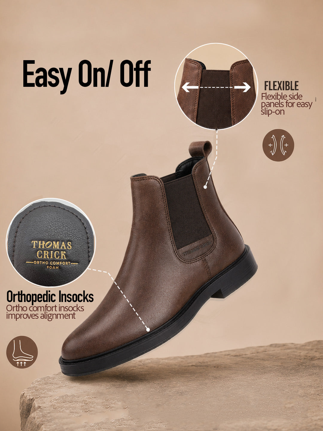 Holborn Dark Brown Chelsea Boots |Classic Slip-On Dress Boots with Ortho Comfort Insock|TC-2657DBR