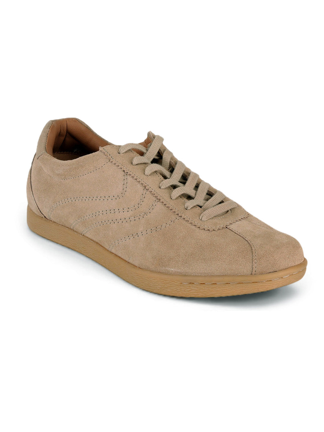Greg Taupe Suede Sneakers | Lightweight Smart Casual Lace-Up Shoes|TC-2649TP