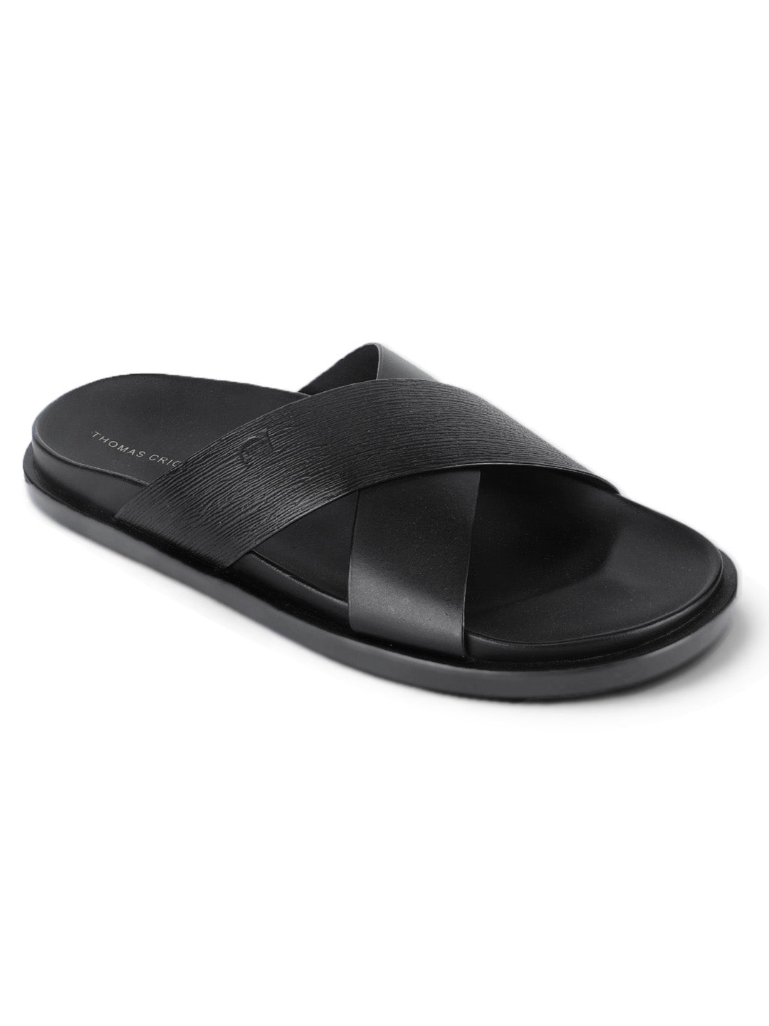 Aster Black  Cross-Strap Sandals| Premium Open Toe Comfort Sandals |TC-2759BL