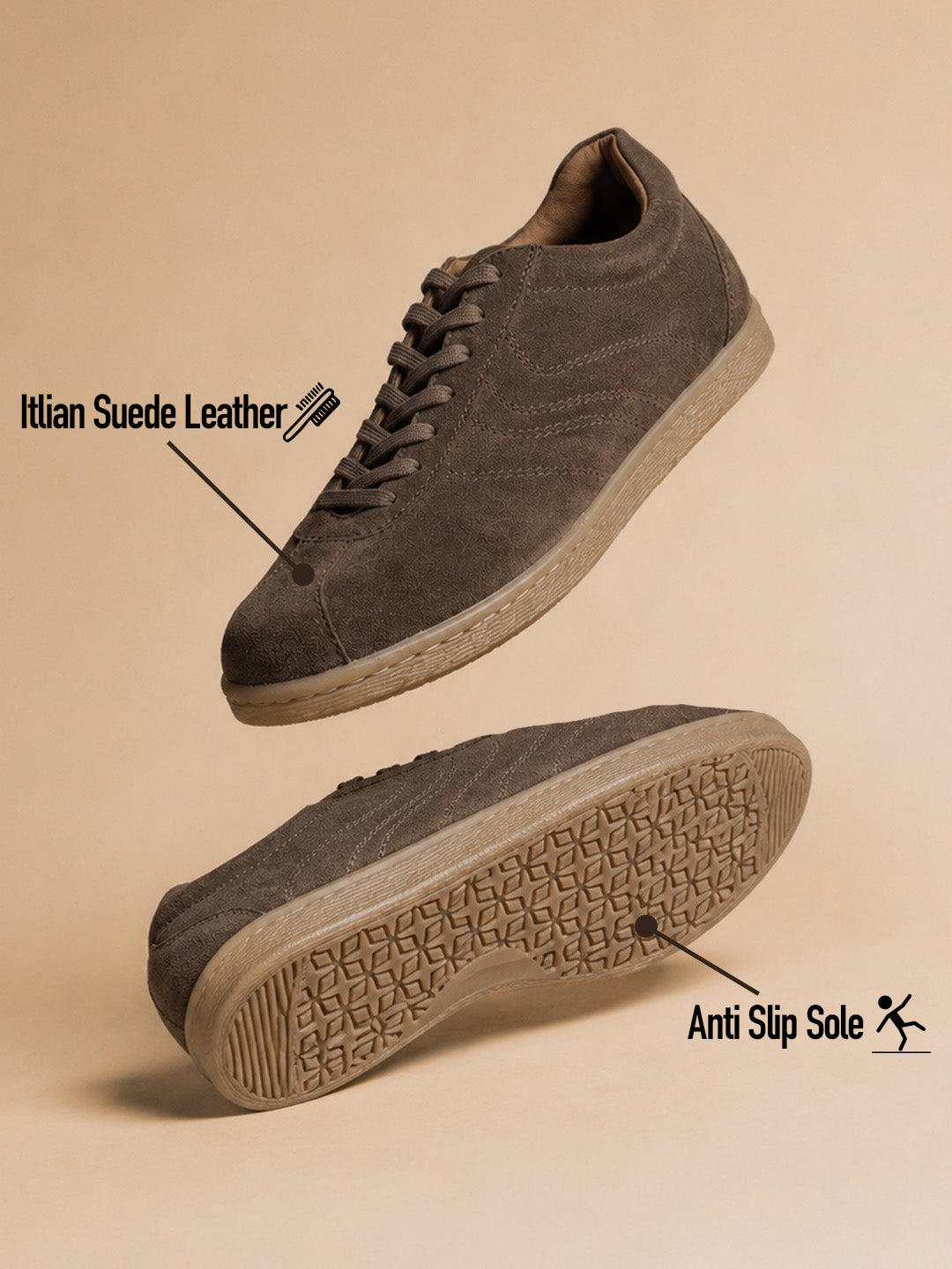 Greg Brown Suede Sneakers | Lightweight Smart Casual Lace-Up Shoes|TC-2649BR