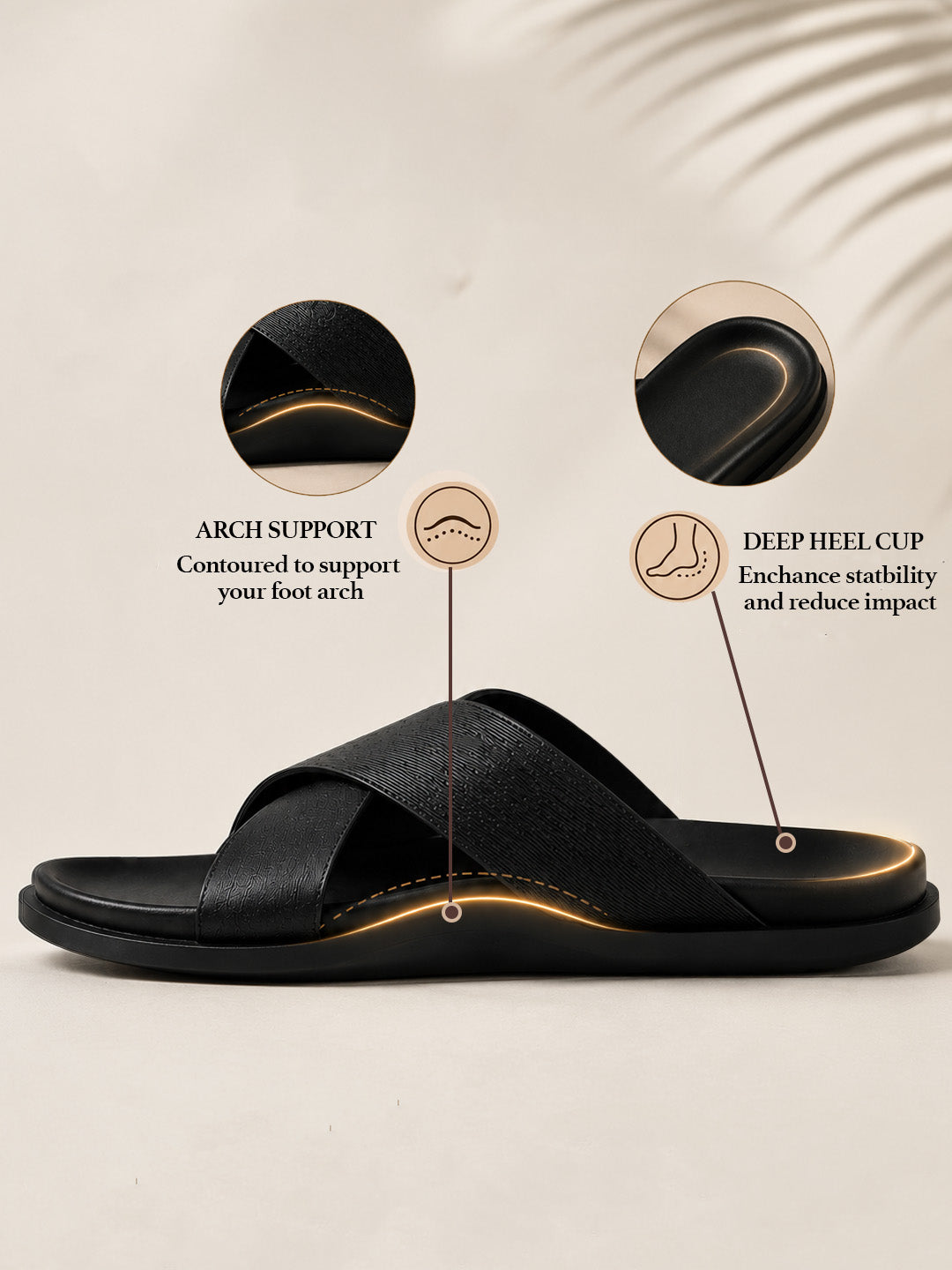 Aster Black  Cross-Strap Sandals| Premium Open Toe Comfort Sandals |TC-2759BL