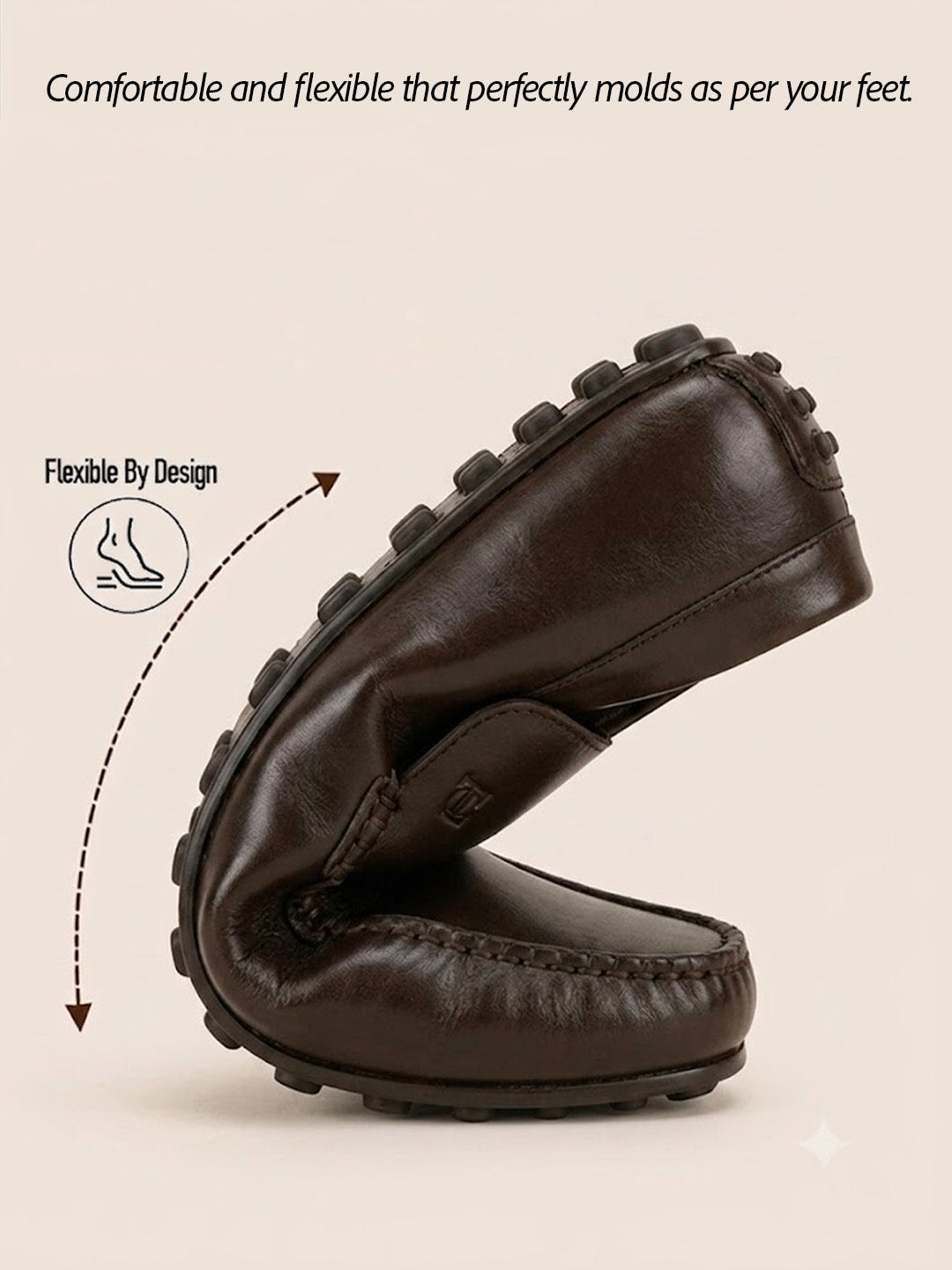 Romano Brown Loafers | Slip-On Driving Shoes with Pebbled Traction Pods|TC-2650BR