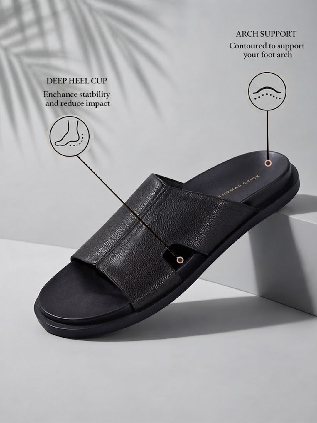 Dune Black Sandals | Premium open Toe Broad-Strap Casual Sandals |TC-2758BL