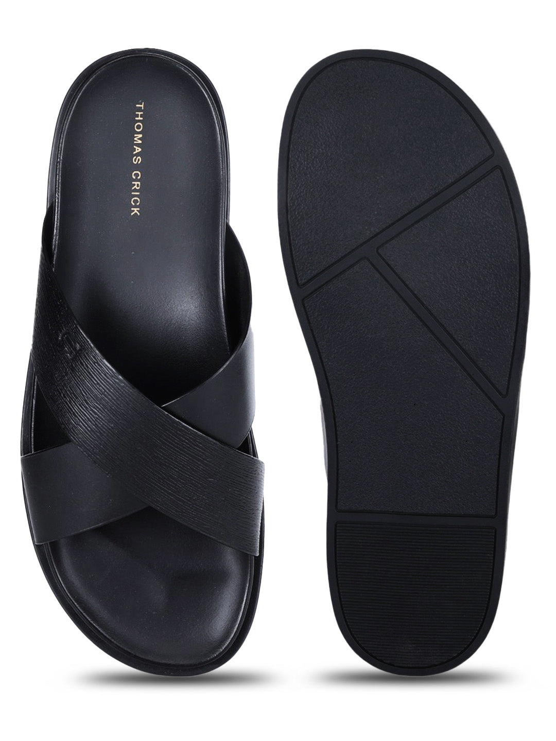 Aster Black  Cross-Strap Sandals| Premium Open Toe Comfort Sandals |TC-2759BL