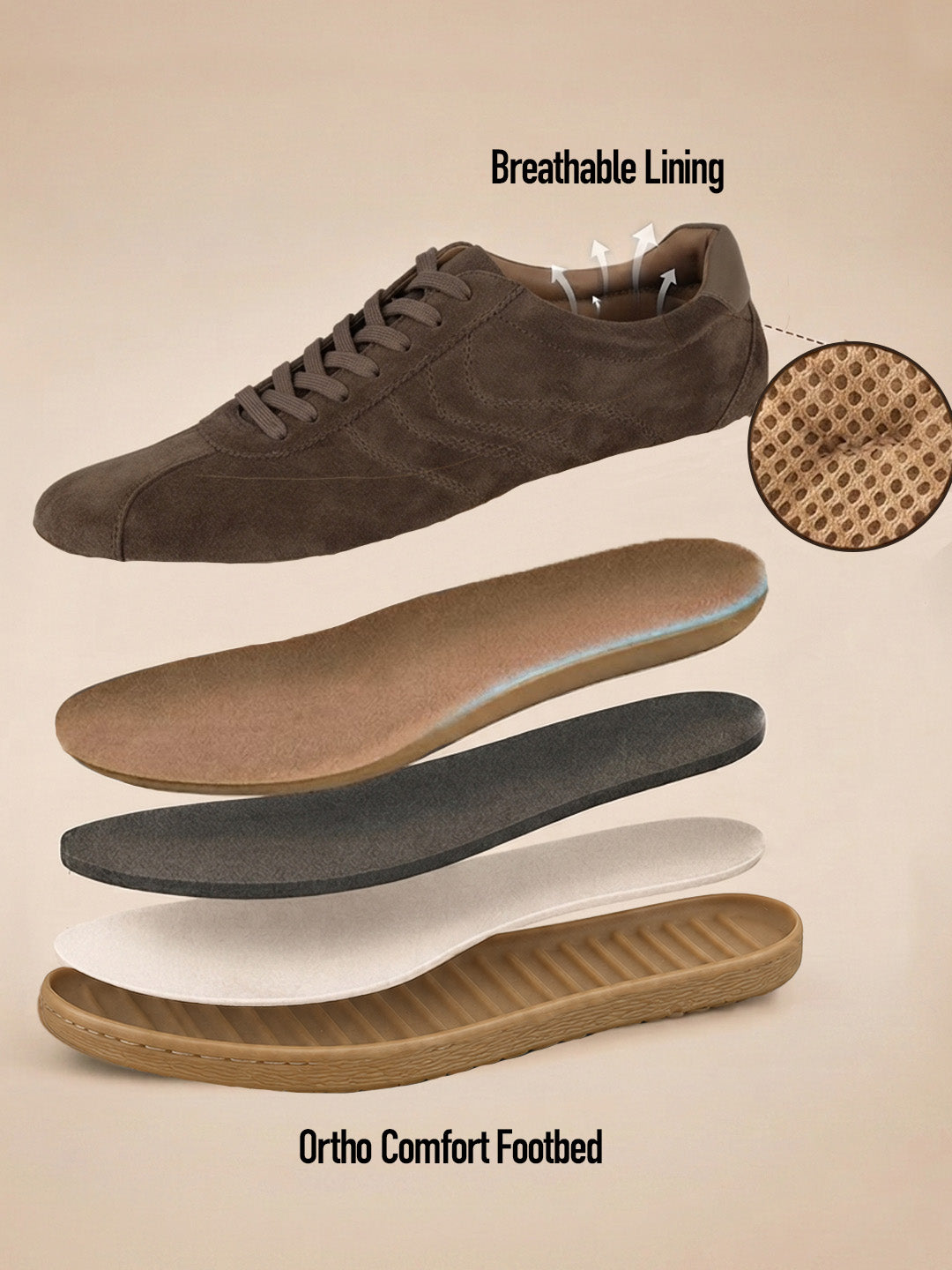 Greg Brown Suede Sneakers | Lightweight Smart Casual Lace-Up Shoes|TC-2649BR