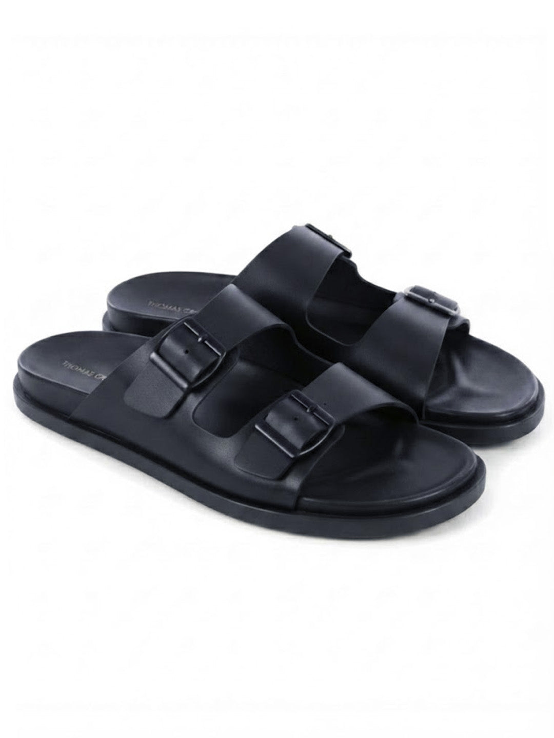Atlas Black Sandals | Double Buckle Adjustable Casual Sandals |TC-2761BL