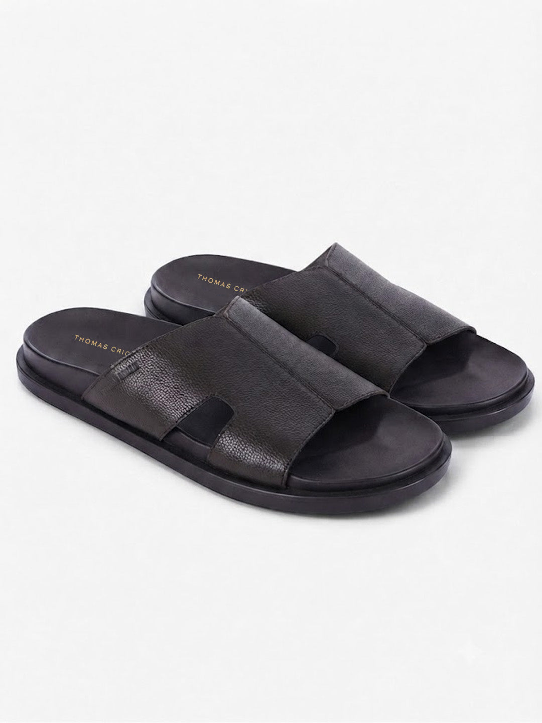 Dune Black Sandals | Premium open Toe Broad-Strap Casual Sandals |TC-2758BL