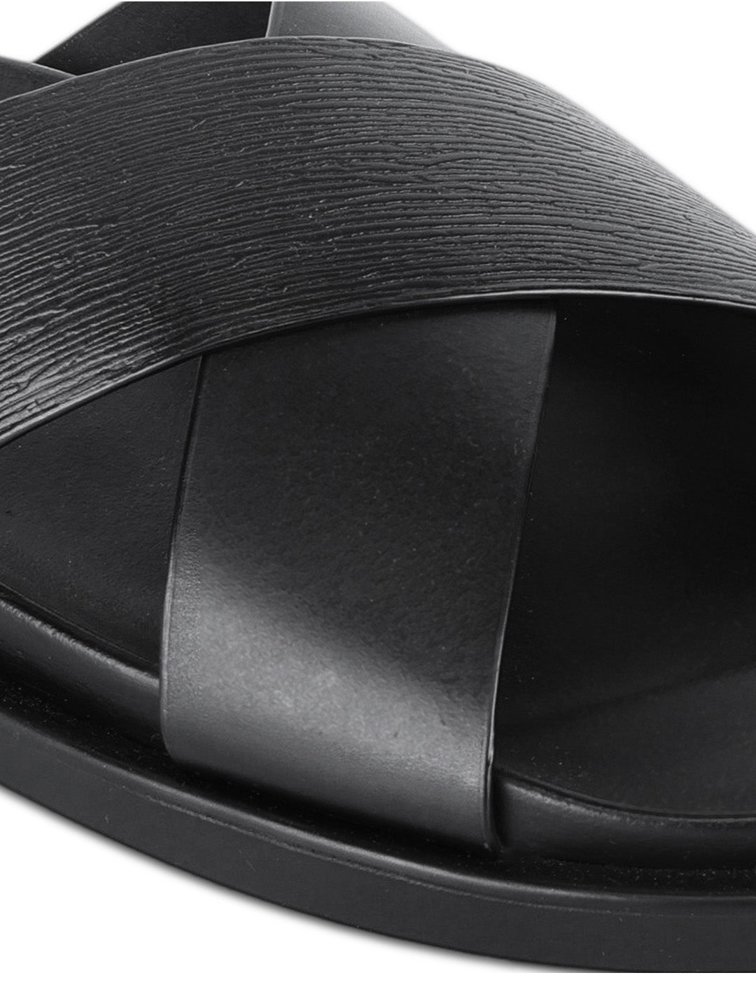 Aster Black  Cross-Strap Sandals| Premium Open Toe Comfort Sandals |TC-2759BL