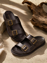Atlas Brown  Sandals | Double Buckle Adjustable Casual Sandals |TC-2761BR