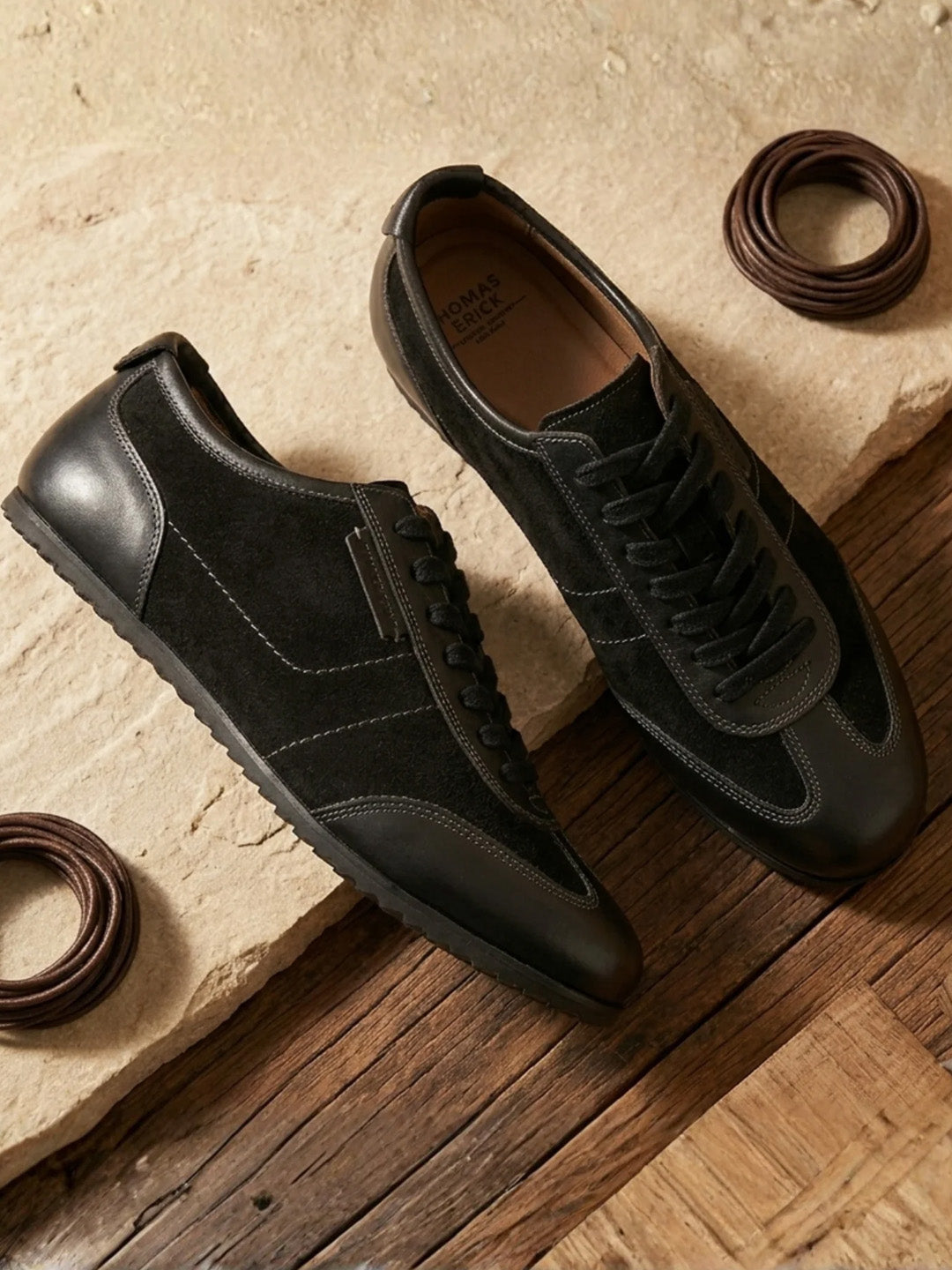 Pickton Black Suede Sneakers | Premium European  Styling Lace-Up Shoes |TC-2647BL