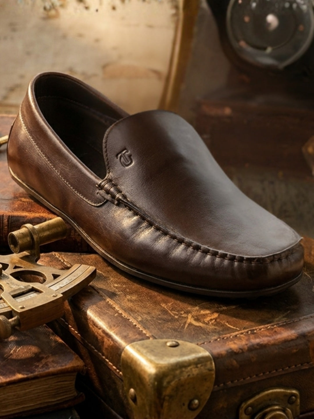 Romano Brown Loafers | Slip-On Driving Shoes with Pebbled Traction Pods|TC-2650BR