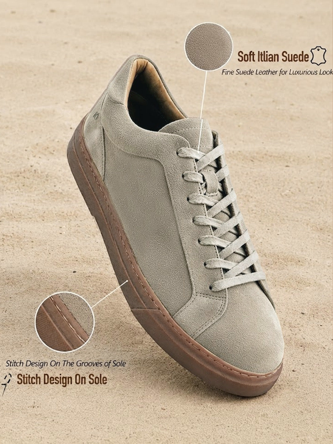 Silva Off White  Suede  Sneakers | Minimalist Low-Top Retro Footwear|TC-2648SL